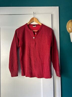 Lands' End Red Henley Top